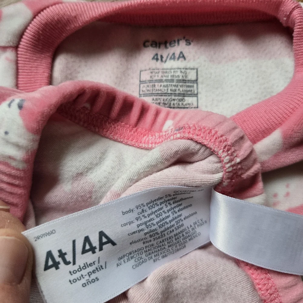 Girls 4T Care Bear & Polar Bear Cozy Pajama Sets EUC set of 2